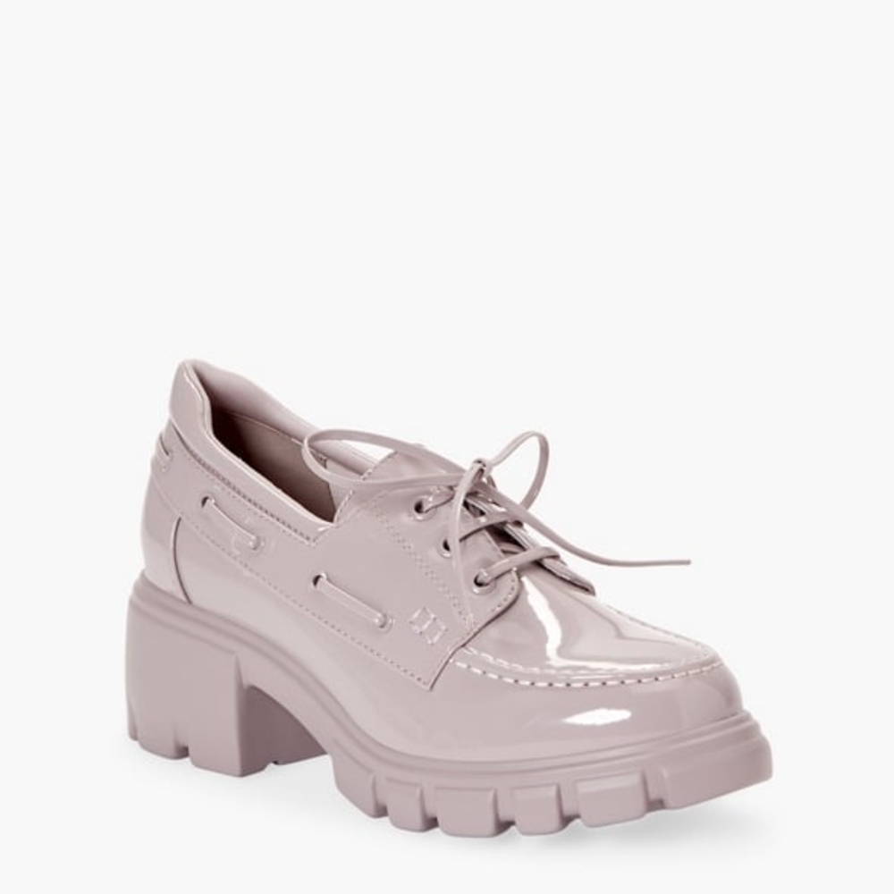 JustFab Glossy Lace-Up Ankle Boots - Light Purple